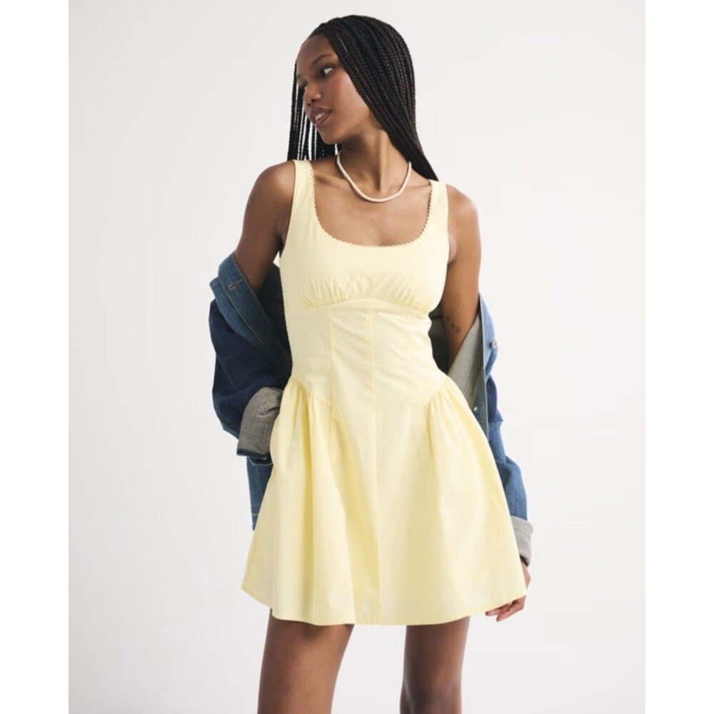 Abercrombie & Fitch A&F Dylan Bra-Free Mini Dress Pastel Yellow Medium Vacation